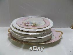 Platter & 5 Limoges France Hand Painted Plates Sea Shells Pouyat Circa 1850's