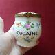 Porcelain Cocaine Antique Pot Jar French Limoges Hand Painted Floral Gilt
