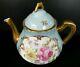 Porcelaine De France Hand Painted Cabbage Rose Heavy Gold Gilt Teapot Vintage