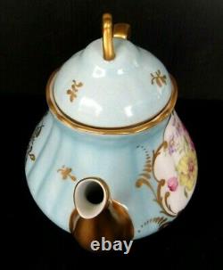 Porcelaine de FRANCE Hand Painted Cabbage Rose Heavy Gold Gilt Teapot Vintage