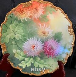 RARE 1880s LIMOGES HAND PAINTED ARTIST SIGNED ROTY SERVICE CHARGER PLATE GOLD