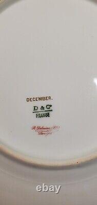 R. Delinieres Limoges France Plate Hand Painted December Woman Artist Signed