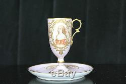 Rare 19th C. Signed Limoges'french Royalty' Hand Painted & Gilt Cup & Saucer