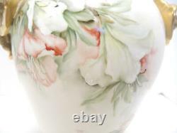 Rare Antique 11 1/4 Tall D&C Limoges France Hand Painted Day Lilies Vase