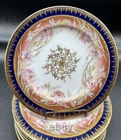 Rare Antique Theodore Haviland Limoges France Desert Plates Hand Painted Gilded