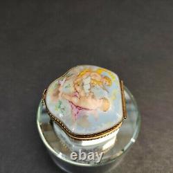 Rare F. M VINTAGE LIMOGES FRANCE BOX With CHERUBS PUTTI HAND PAINT