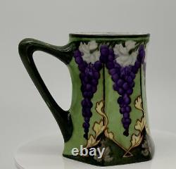 Rare La Seynie P & P Limoges Hand-Painted Porcelain Mug with Grape and Flower Art