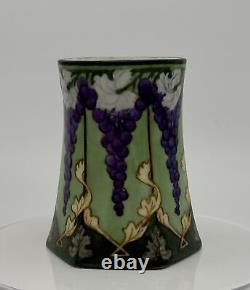 Rare La Seynie P & P Limoges Hand-Painted Porcelain Mug with Grape and Flower Art