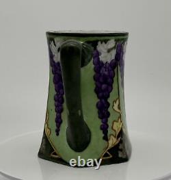 Rare La Seynie P & P Limoges Hand-Painted Porcelain Mug with Grape and Flower Art