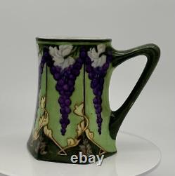 Rare La Seynie P & P Limoges Hand-Painted Porcelain Mug with Grape and Flower Art