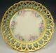 Rare Limoges France Hand Painted Roses Torquoise Raised Gold Reticulate Plate