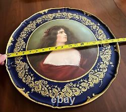 Rare Monumental Theo Haviland Limoges Hand-Painted Portrait Charger Plate-Signed