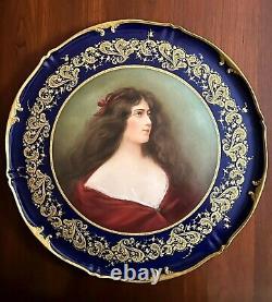 Rare Monumental Theo Haviland Limoges Hand-Painted Portrait Charger Plate-Signed