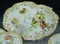 Rare Set Limoges Pairpoint Hand Painted Poppies Ice Cream 1 Tray 4 Plates