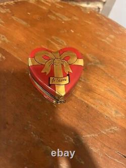 Rare Vintage Hand Painted Limoges Heart Trinket Box with Candies I Love You