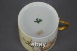 Raymond Laporte Limoges Hand Painted Lady Portrait Raised Gold & Yellow Cup