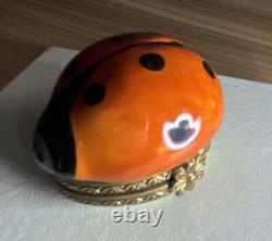 Rochard Limoges France Porcelain Trinket Red Ladybug Insect Hand Painted