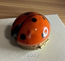 Rochard Limoges France Porcelain Trinket Red Ladybug Insect Hand Painted