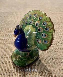 Rochard Limoges PEACOCK Trinket Box Hand Painted France Stunning