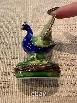 Rochard Limoges PEACOCK Trinket Box Hand Painted France Stunning