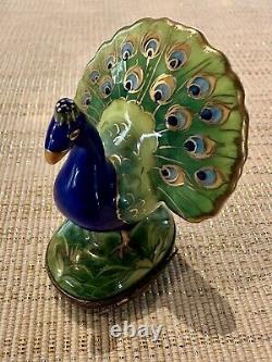 Rochard Limoges PEACOCK Trinket Box Hand Painted France Stunning