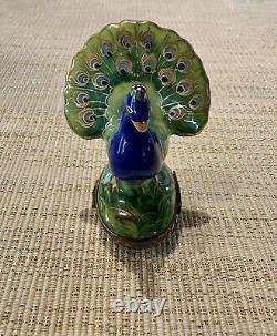 Rochard Limoges PEACOCK Trinket Box Hand Painted France Stunning