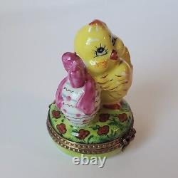 Rochard Limoges Peint Main Hand Painted Trinket Box Easter Chick