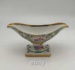 Royal Limoges Hand-Painted Porcelain Bowl with Floral Design and Gold Accents