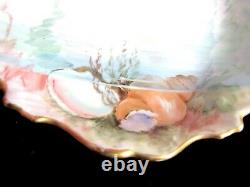 SALE! Antique Limoges Divided (Oyster) Seafood Dish Shell Motif Hand Painted