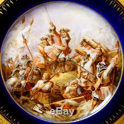 SUPERB SIGNED HAND PAINTED 19th. C FRENCH CABINET PLATE THE BATTLE of DENAIN