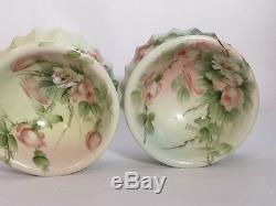 Scarce FB Hall E Miler Hand Painted Roses Pair Vanity Dishes Bowls Salts Limoges