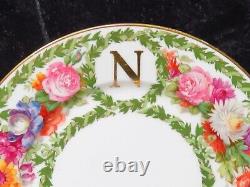 Set 11 Antique Limoges France Floral Monogrammed N Plates 8.5 Hand Painted WOW