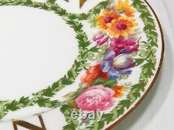 Set 11 Antique Limoges France Floral Monogrammed N Plates 8.5 Hand Painted WOW