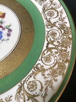 Set 6 CA Ahrenfeldt Limoges Antique HandPainted Gold Encrusted Plates 8 3/4D