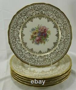 Set 6 Hand Painted Limoges Chargers Only Marked France Heavy Gilt Gold Scalloped