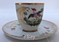 Set 7 Vintage Limoges Hand-Painted Birds & Flowers Demitasse Cups and Saucers