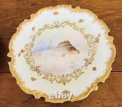 Set 8 piece Antique Elite Limoges French Porcelain Fish Plates & Gravy Boat Set