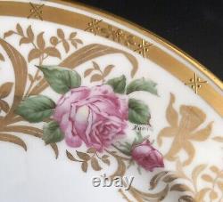 Set Of 10 Antique Charles Ahrenfeldt Limoges Hand Painted Roses Dinner Plates