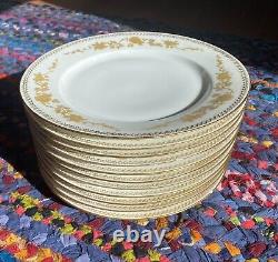 Set Of 11 Antique LS&S Limoges Fine Bone China Dinner Plates c 1891 Ivory, Gold