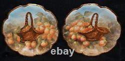 Set Of 12 Antique Flambeau Coiffe Limoges Hand Painted Plates C1890