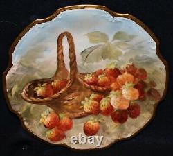 Set Of 12 Antique Flambeau Coiffe Limoges Hand Painted Plates C1890