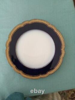 Set Of 3 Limoges France Plate Cobalt Blue/Gold