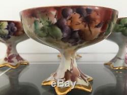 Set Of 4 Limoges Hand Painted Punch Cups with Berries Currants Artist Signed