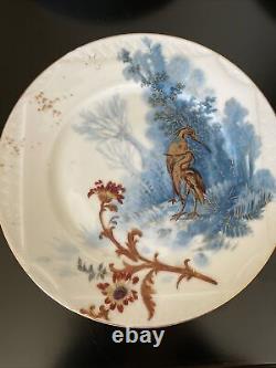 Set Of 5 Antique Limoges Porcelain Salad Plates Hand Painted Wild Life 8 3/8