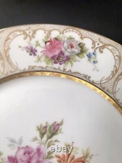 Set Of 7 Antique WG & Co Limoges France William Guerin Floral Dinner Plates 10D