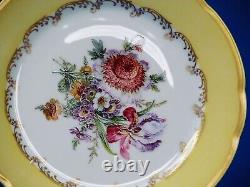 Set Of Four (4) Hand Painted Limoges France Floral & Gold Decorative Plate