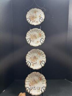 Set of4-Antique Limoges LS&S-8 1/2 Plates Hand Painted Gilted withCourting Couple