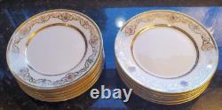 Set of 12 Hand Painted Charles Ahrenfeldt Limoges Bread Plates Heavy Gold Floral