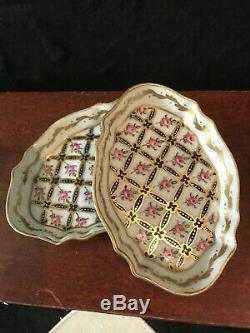 Set of 4 Antique 19C Porcelain De Paris Limoges French Hand Painted Candy Dish