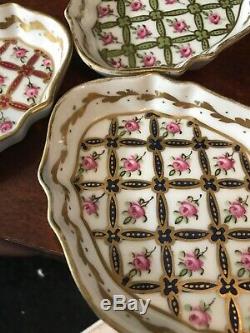 Set of 4 Antique 19C Porcelain De Paris Limoges French Hand Painted Candy Dish
